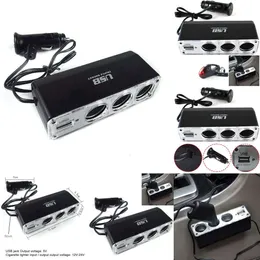 12V/24V 어댑터 USB 트리플 카 충전기가 포함 된 새로운 3 웨이 멀티 소켓 담배 라이터 스플리터 포트 플러그