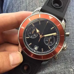 Novo estilo de alta qualidade relógio masculino brei quartzo vk movimento super oceano ceamic moldura borracha band3065
