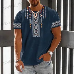 メンズTシャツヴィンテージエスニックスタイルメンズTシャツDashiki Transagional Wear服ショートSlve Men for Men 2023 T240325