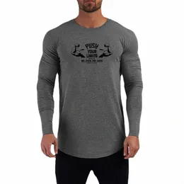 Wysokiej jakości t-shirt z rękawem LG Fitn Casual Men Slim Fit Shirt Gym Culturbuilding Mięsień trening oddychający O Tope na szyi R0iU#
