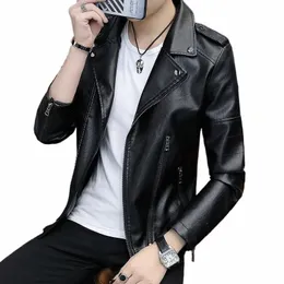 2024 Autumn Winter Men Leather Justice Jacket Biker Coat New Biker Coathome Pu Leather Jacket Corean Slim Fit Side Side Stuff P8C1#