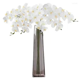 Dekoratif Çiçekler 4 PCS/5 PCSARTICIAL KELEFLİ ORCHID GERÇEK TOPAK BEYAZ 37 inç uzunluğunda 9 Büyük Blooms Sahte Phalaenopsis Çiçek Ev Düğünü