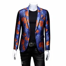 2023 Single Breasted LG Sleeve Printed Suit Jacket Men Fi Trim Män Dr Coat Wedding Busin Blazer Masculino -5xl 6xl Z899#