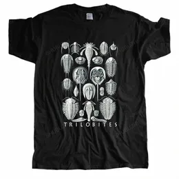 Mężczyzn Crew Secion Tshirt Cott Cott Brand-Shirt Black Trilobits by Haeckel, Fossils, Geology New Men's Short Sleeve Print T-shirt 04zq#