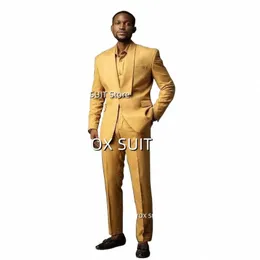 Abito da uomo in 3 pezzi Slim Fit Collo a scialle One Butt Fi Giacca formale Pantaloni Busin Wedding Groom Prom Tuxedo Blazer U4Ef #