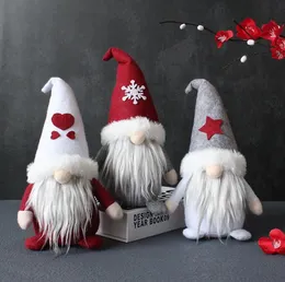 Nuova bambola creativa senza volto con cappello Decorazione natalizia con figura imbottita di Babbo Natale nano