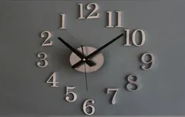 عكس الأزياء الإبداعية لوقت الساعة الخلفية الملمس المعدني حقا 3D ستيريو DIY Wall Clock7350115