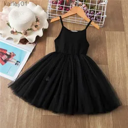 Girl's Dresses Girls Summer Solid Tulle Vest Dress Toddler Kids First Anniversary Prom Gown Children Sling Frock Baby New Year Party Clothes yq240327