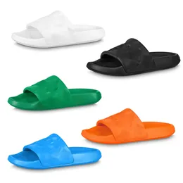 Designer mulher slide chinelos de espuma para homem Waterfront Mule modelado borracha impermeável plataforma de lona grossa praia piscina travesseiro conforto slide plano com caixa tamanho 35-46