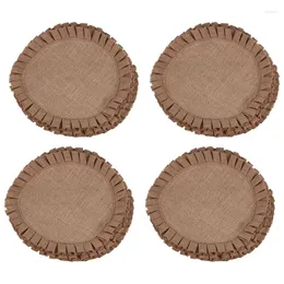 الحصير الجدول Rustic Farmhouse Burlap Round Round Round Set من 16 حجمًا في 15 بوصة بقطر تشيس