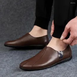 Casual Shoes Zapatos Para Hombres Soft Comfort Male Flats PU Slip On Lazy For Man's Spring Summer Black Loafers Sneakers