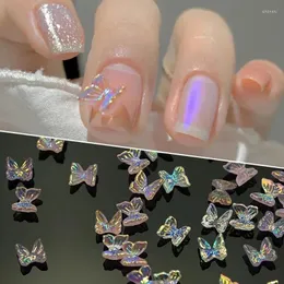 Decorações de arte de unhas 50pcs resina bowknot aurora encantos diy peças 3d borboleta acessórios de manicure