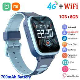 Relógios xiaomi mijia 4g wifi crianças relógio inteligente 700mah bateria chamada de vídeo sos gps + lbs localização rastreador cartão sim smartwatch