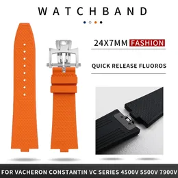 24 x 7 mm Schnellverschluss-Armband aus Fluor-FKM-Gummi für Armband VC Overseas 4300 V 4500 V 5500 V 7900 V Uhrenarmband 240314