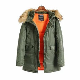 n-3b Inverno ALASKA Casaco Men Fur Hood Slim Fit Grosso Parka Jaqueta Militar Acolchoada para Tempo Frio I5ZS #