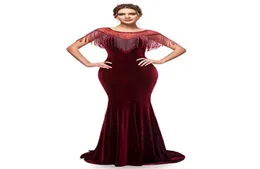 Alta Qualidade Women039s Long Mermaid Prom Vestidos Borgonha Frisado Vestidos Formais 2019 Designer Ocasião Vestidos1610690