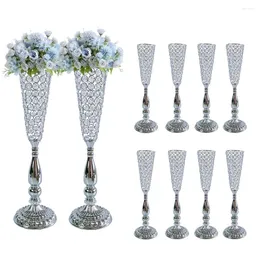 Vaser 2st/Lot Home Decoration Flower Stand Gold Crystal Wedding Table Centerpiece Tall Metal Vase For Party Events Anniversary