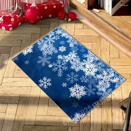 Carpets Christmas Snowflakes Pattern Doormat Soft Bath Mat Holiday Non Slip Floor Small Carpet Bathroom Rugs For Indoor Outdoor Home