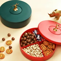 new 2024 Double Sealed Dried Fruit Plate Home Snack Plate Compartment Living Room Type Creative Trial Box Melon Seed Plate Candy Box for for