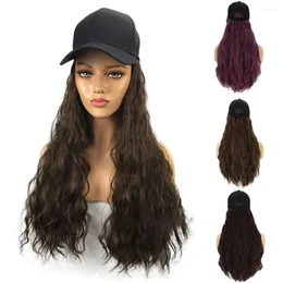Ball Caps Women Charming Long Curly Wig Hairpiece Hair Extension With Peaked Cap Hat Baseballcap For Protected Screen Face