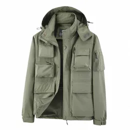 Mäns vattentät jacka Militär Taktisk vindruta Autumn Army Camoue Make Men Windbreaker Hood Coat Bomber Male Jacket W1tm#