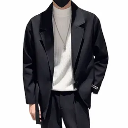 high-end British Men Suit Jacket New Spring Autumn Butt-down Busin Casual Short Trench Coat Flat Collar Blazer Men Y11a#