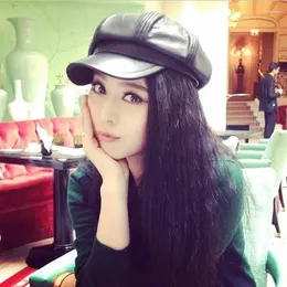 Viseiras Coreano Primavera e Outono Beret Mesmo Estilo como Fan Bingbing Octagonal Cap Masculino Feminino Peaked Trendy Leather Hat