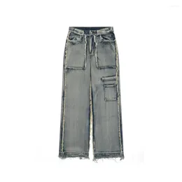 Женские джинсы с потертыми кисточками, потрепанные готические брюки, винтажные брюки-бойфренды, эстетические широкие брюки в стиле гранж, джинсовая одежда для женщин и мужчин, уличная одежда