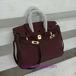 Hremms de alta qualidade Birkks Designer feminino bolsa de couro genuíno bolsa de couro com fivela dourada Togo largura de ombro com logotipo real