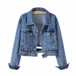 Frühling Herbst Frauen Denim Jacke Casual LG Sleeve Mantel Butt Up Jacken Streetwear Oberbekleidung Jeans Jacken H1lI #