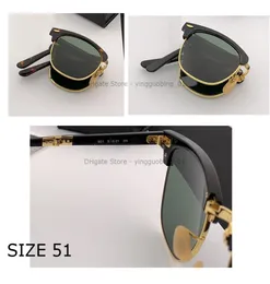 Toda a qualidade superior prancha quadro de acetato dobrável óculos de sol compacto bolso clube óculos de sol 51mm uv400 lente de vidro gafas para homens wome1973817