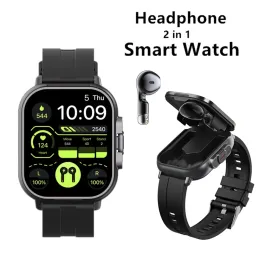 Watches TWS 2 i 1 Smart Sports Watch Wireless Bluetooth Headset Calling Health Monitor Fitness Record Waterproof Watches With Headset