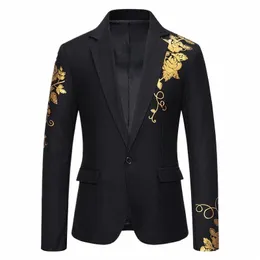 new Fi Paisley Hot Stam Print Mens Suit Coat Casual Busin Wedding Slim Fit Suit Single Buckle Suit Party Coat Office 77Sm#