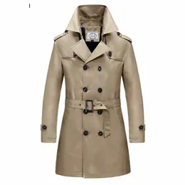 2024 Herr LG Trench Jacket Coats Spring Autumn British Style Busin Office Trench Men's Solid Slim Double Breasted Jacket E59f#