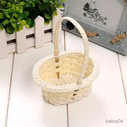 Cestini portaoggetti 1 ~ 10PCS Fatto a mano er Cesto di fiori Maniglia portatile Festa di nozze Picnic Cesto decorativo Regalo per bambini Pasqua er Rattan