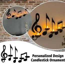 キャンドルホルダーホルダーホルダー壁掛け手作りメタル音符キー形状ティーライトディスプレイスタンドホームデコレーション