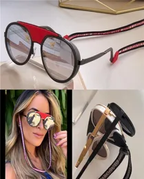Moda feminina design óculos de sol 2210 moldura retro redonda com corda cor lente revestida avantgarde estilo pop uv400 qualidade superior1240335