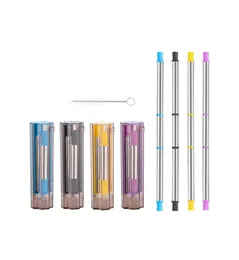 Portable Reusable Stainless Steel Telescopic Drinking Straw for Travel Collapsible Metal with 1 Brush and ABS Carry Case VT14339220682