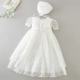 Baby Mädchen Kleid Ein Jahr alt Taufkleid Weiße Spitze Kleinkind Geburtstag Party Hochzeit Prinzessin Kleid Babykleidung 0-24M 240319