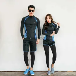 Herrbadkläder herrar långärmad zip front rashguard 3st set baddräkt full kropp dyk surf snorkling kostymer kvinnor 5st yoga fitness jogger kostym 24327