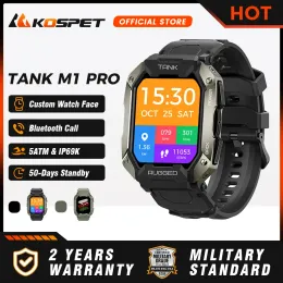 시계 KOSPET TANK M1 PRO SMART WATCH MEN 디지털 스포츠 피트니스 시계 전화 5ATM 방수 블루투스 군사 스마트 워치 여성