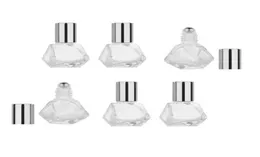 8 ml Mini-Rollflasche aus klarem Glas mit Edelstahl-Rollerkugel, tragbar, für die Reise, polygonal, durchsichtig, Kosmetik-Aufbewahrungsbehälter V9279415