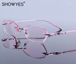 Rhinestone Eyeglass Women Luxury Reading Glasses Rimless Female High Clear Hyperopia Women039S Pink Reader Presbyopic Eye Glass1310076