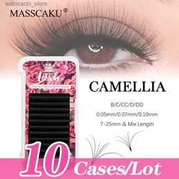 False Eyelashes MASSCAKU 10Cases/lot High Quality One Second Auto Blooming Fanning Eyelashes Extension 8-20mm mix C/CC/D/DD Curl Volume Eyelash24327