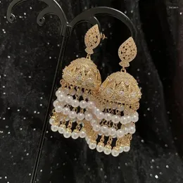 Висячие серьги в стиле ретро, роскошные жемчужные циркониевые серьги-колокольчики с кисточками для женщин, женские модные аксессуары для свадебной вечеринки, ювелирные изделия
