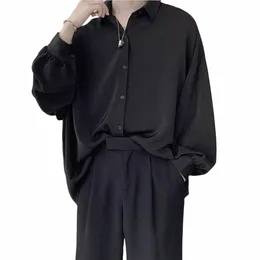 Free Black Tie Lg-mangas Camisas Homens Coreano Blusas Confortáveis Casual Solto Único Breasted Camisa Dos Homens Tshirt Harajuku j0vA #