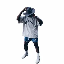 Sunday Service Kanye West T Shirt عتيقة المطبوعة كبيرة الحجم المطبوعة للرجال نساء Hip Stranger Things Top Tee Streetwear P3VP#