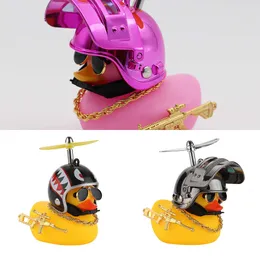 Update Cute Rubber Toy Ornaments Yellow Duck Dashboard Decorations Bike Gadgets With Propeller Helmet Car Accessories