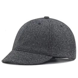 Winter Große Größe Baseball Caps Alte Männer Warme Kurze Wolle Hut Großen Kopf Mann Plus Größe Filz Kappe 56-61 cm 62-68 cm 240325