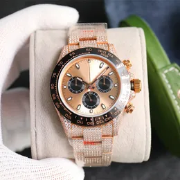 ダイヤモンドウォッチメンズオートマチックメカニカル7750タイミング機能ウォッチサファイア40mm女性腕時計